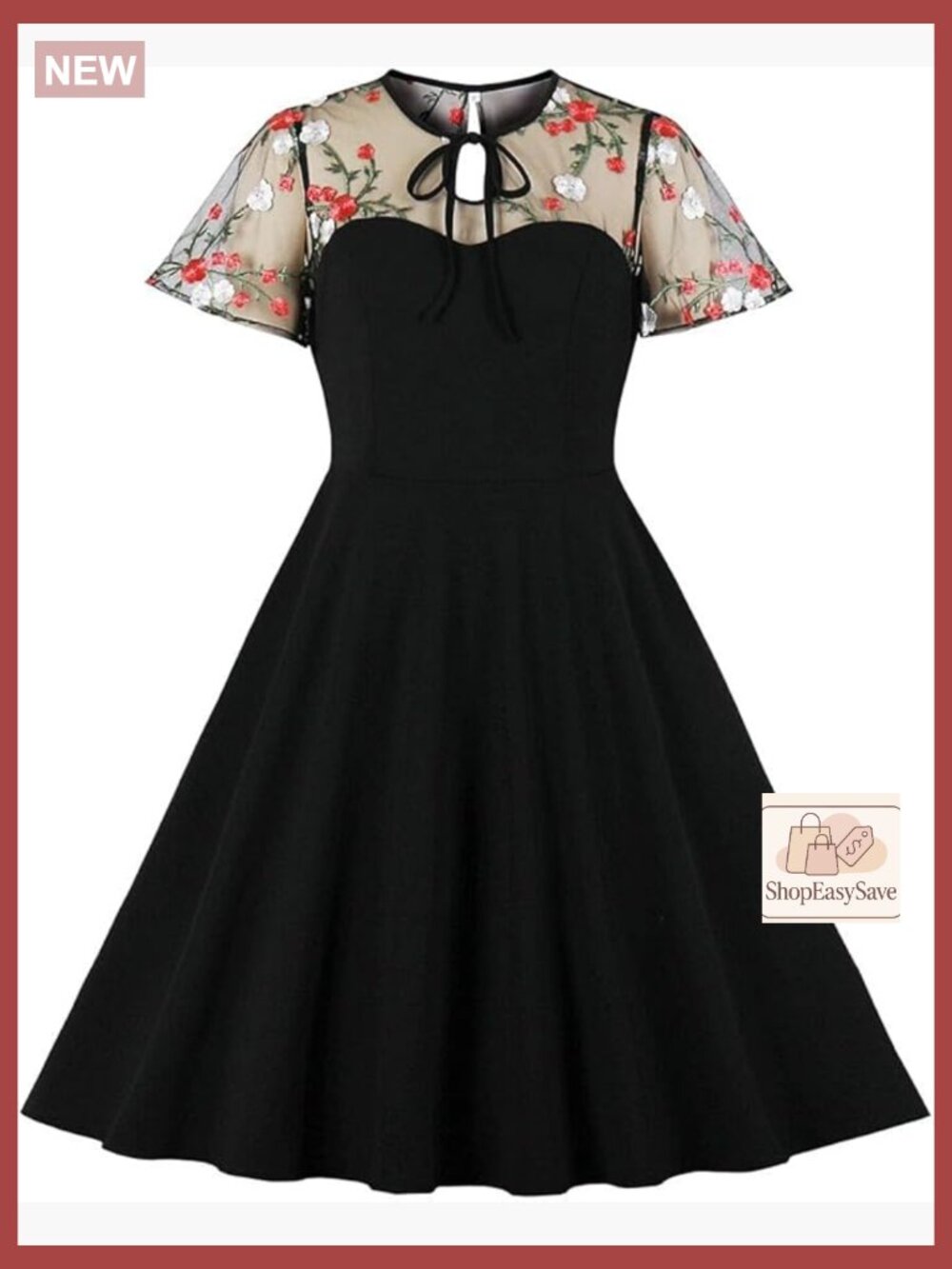 Vintage Polka Dot A-Line Swing Dress Retro Cocktail Party Prom Elegant
